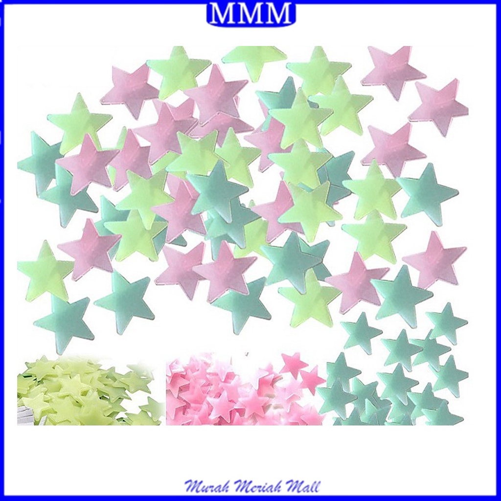 MMM Stiker Bintang Per 100pcs / Stiker Dinding / Glow In The Dark Star Sticker Import