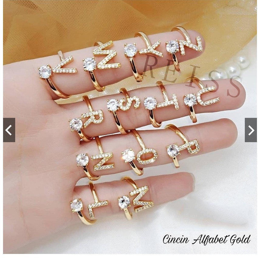 MMM Cincin Wanita Fashion / GOLD / Korea Cincin Wanita Huruf P - Z # BISA COD