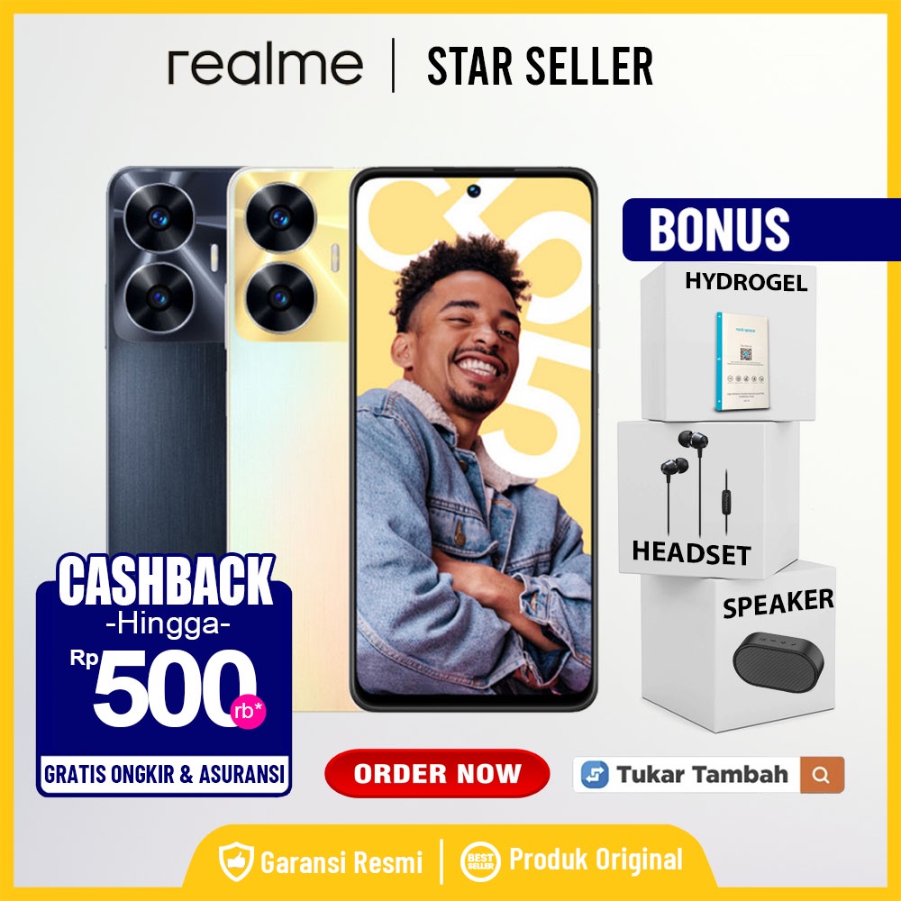 Handphone Realme C55 8/256GB - 6/128GB Garansi Resmi C 55 8 GB 256 GB 6 GB 128 GB Not C11 C25S C25Y C30S C31 C33 C35 10 Pro