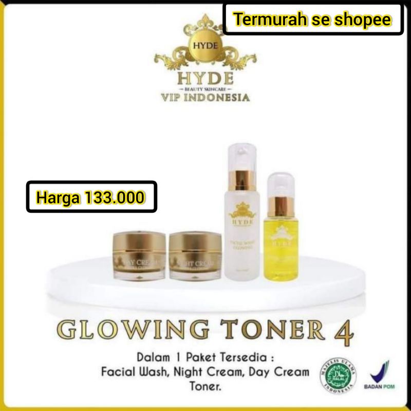 hyde/hyde skincare isi4 toner/paket wajah hyde beauty skincare/hyde beauty skincare