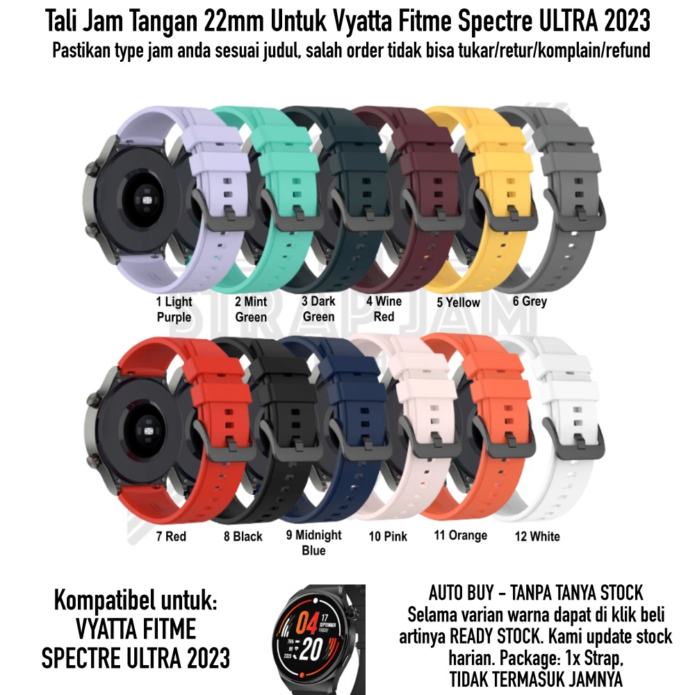 T2E 22mm Tali Jam Vyatta Fitme Spectre Ultra 2023 - Strap Karet Rubber Keren