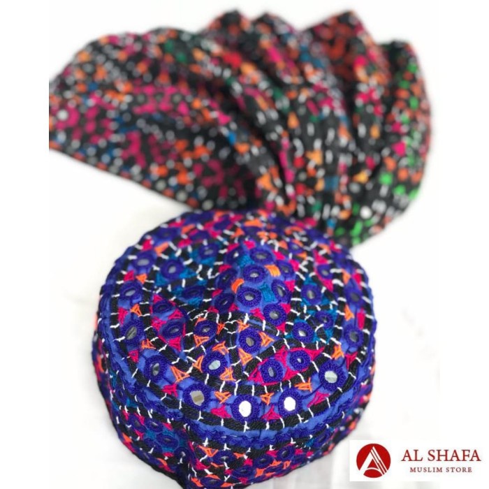 Peci Pakistan Kaca - Biru (X9M8) Kekinian Peci Batok Peci Songkok Taiban Murah Hitam Z4I7 Kopiah Ter