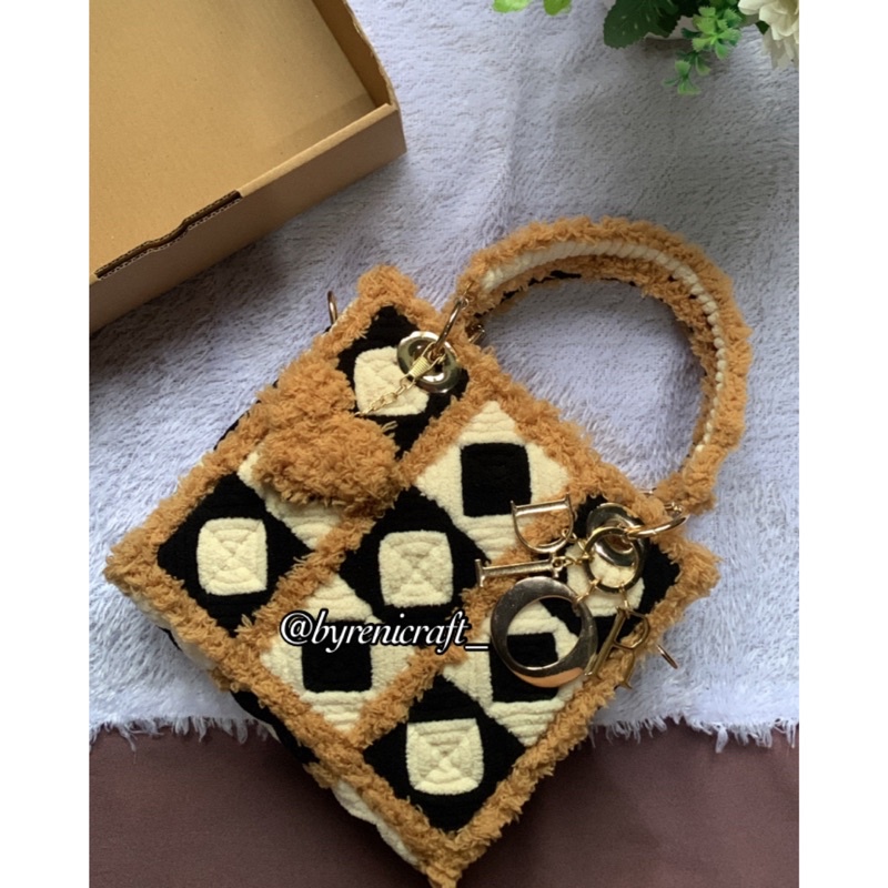 DIY tas kanvas plastik | tote bag dior | tas rajut handmade