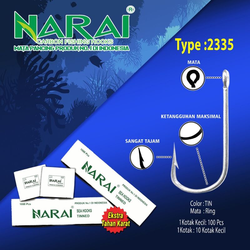 NARAI - 100Pcs Mata Kail Pancing 2335 No.10