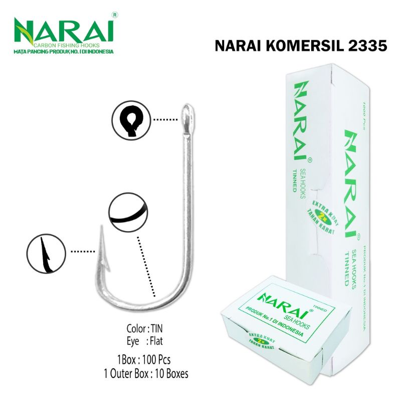 NARAI - 100Pcs Mata Kail Pancing 2335 No.10