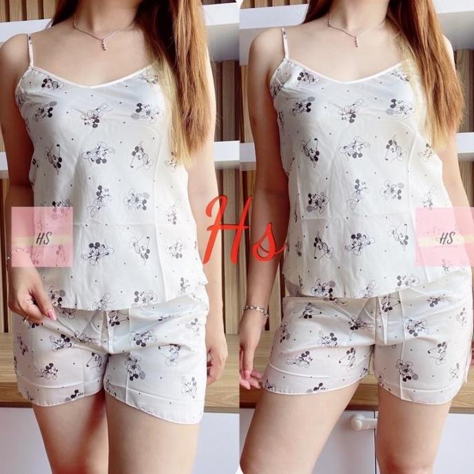 nn stelan sexy satin import/set satin tanpa lengan/piyama satin tali 1 |gat