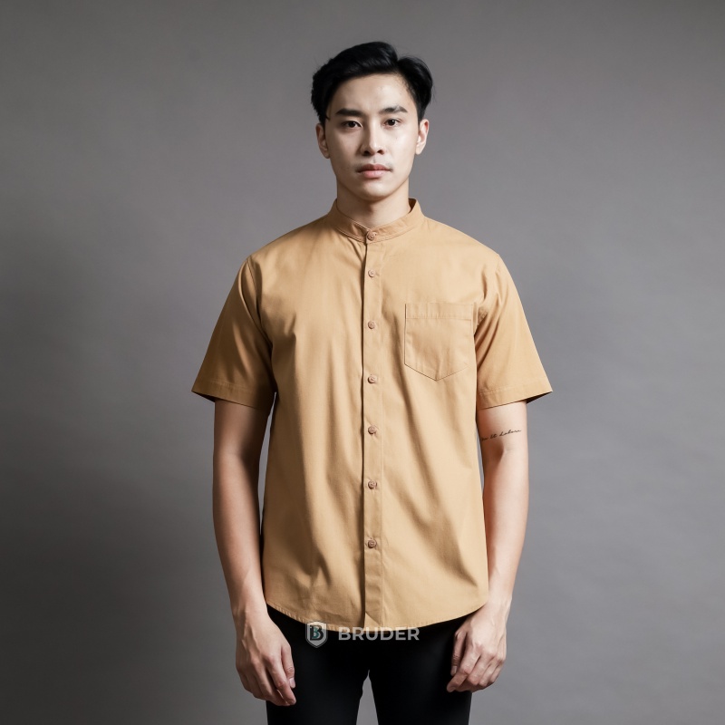 Baju Kemeja Koko Pria Kerah Shanghai Lengan Pendek Polos Basic - By Bruder