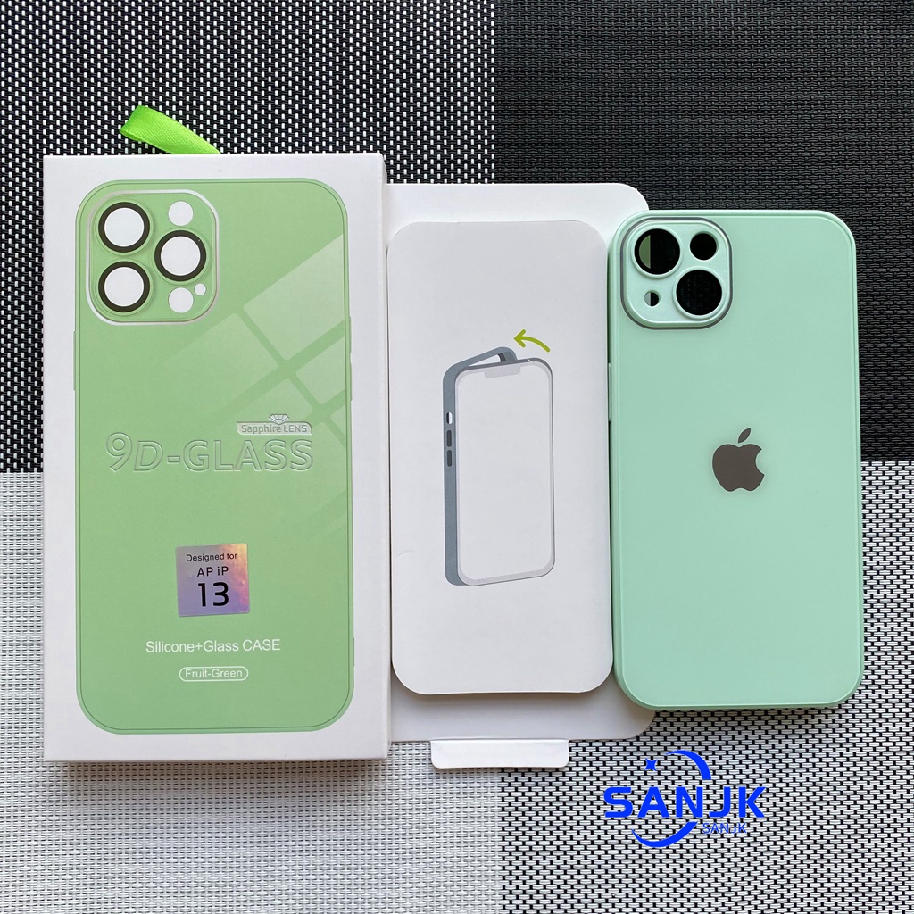 Casing Ponsel Kaca Tempered 9D Mewah Untuk 11 12 13 14 Pro Max Dengan Lensa Pelindung Kamera Shockproof 11 ProMax Square Edge Liquid Silicone Case