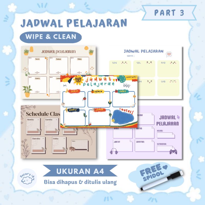 

[PART 3] Poster Jadwal Pelajaran Wipe & Clean | Mini Jadwal pelajaran A4 | Class Schedule | School Timetable | Poster Jadwal Pelajaran Sekolah | Poter Jadwal Pelajaran Anak | Poster Jadwal Pelajaran | Perlengkapan Sekolah | Poster | Jadwal Pelajaran