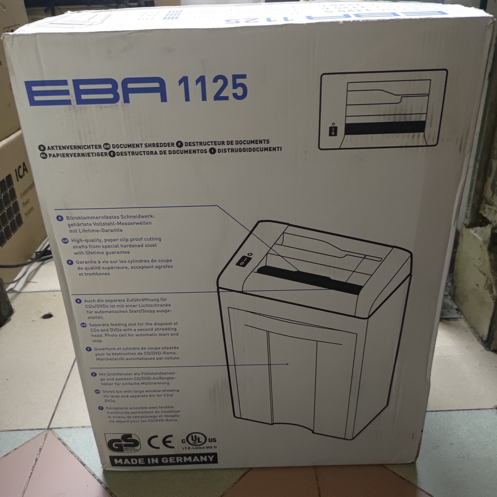 EBA 1125 Mesin Penghancur Kertas DVD CD Paper Shredder Germany Jerman