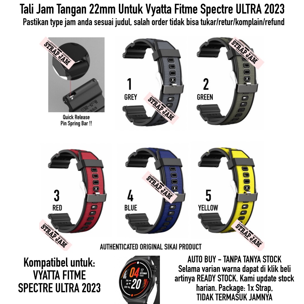 SIKAI Attitude Tali Jam Vyatta Fitme Spectre Ultra 2023 - Strap 22mm Rubber Sporty Silikon