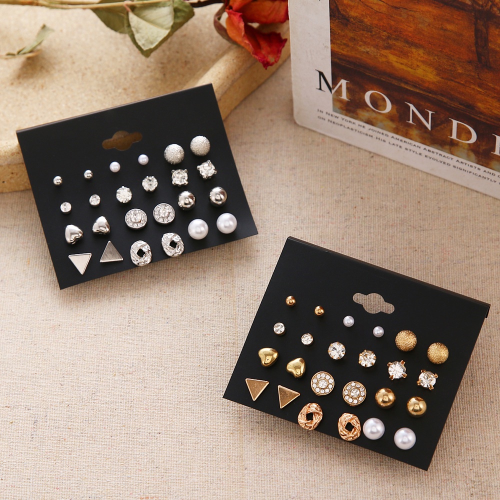 ANTING KOREA SET 2 TAG HITAM (12 PASANG)