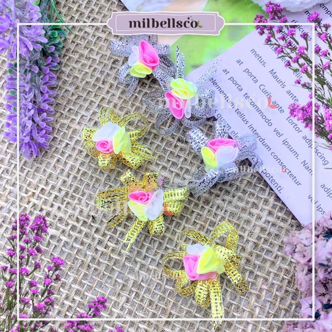 

Hiasan Bunga Souvenir B3K Gold Silver Bunga Kecil Organdi 3cm | 12Pcs
