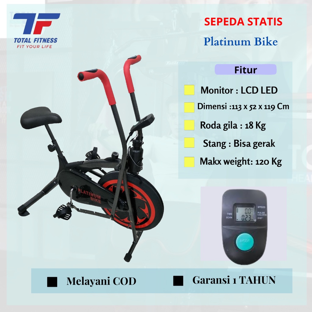 Sepeda statis olahraga fitness Platinum Bike Total