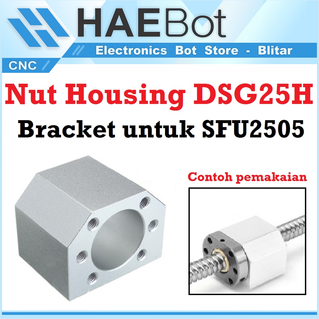 [HAEBOT] Nut Housing DSG25H SFU2505 Holder Bracket Rumahan Ballscrew 25mm Mount Socket CNC Router Milling Lead Screw