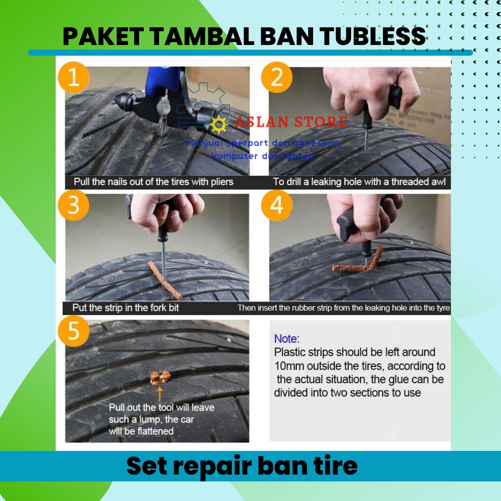 Alat Peralatan Tambal Ban Mobil Sepeda Motor Tubeless - KBTB02