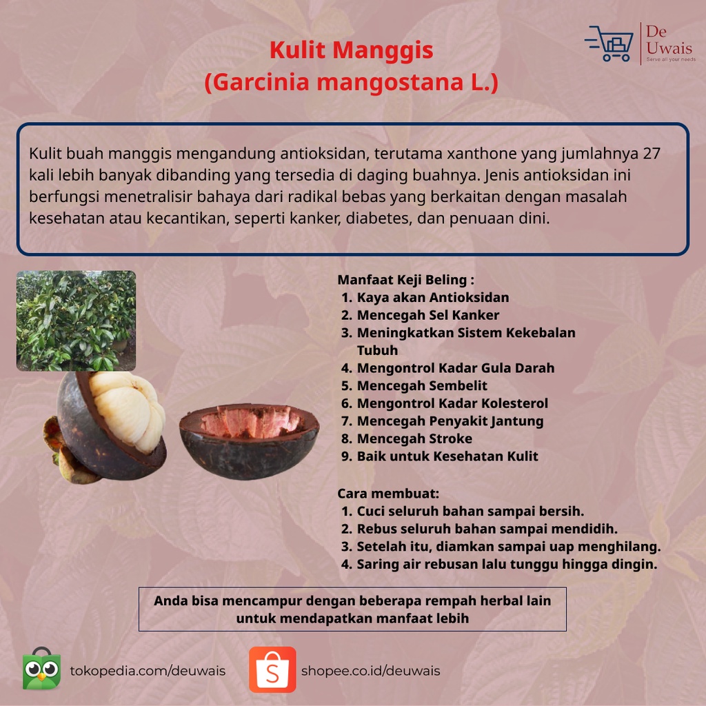 

Kulit Manggis Rempah Kering Langsung Seduh Bahan Jamu Herbal Obat Kangker