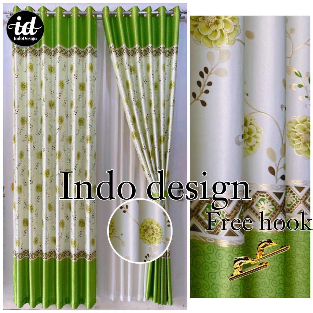 Gorden Jendela Minimalis Motif Bunga PTA - Gorden Ruang Tamu Free Hook