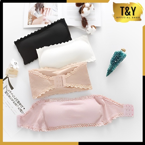 T&amp;Y Bra Wanita Crop Top Bahan Halus Renda 6401 Bra Kait Simple Import Murah Bra Kemben Tanpa Tali