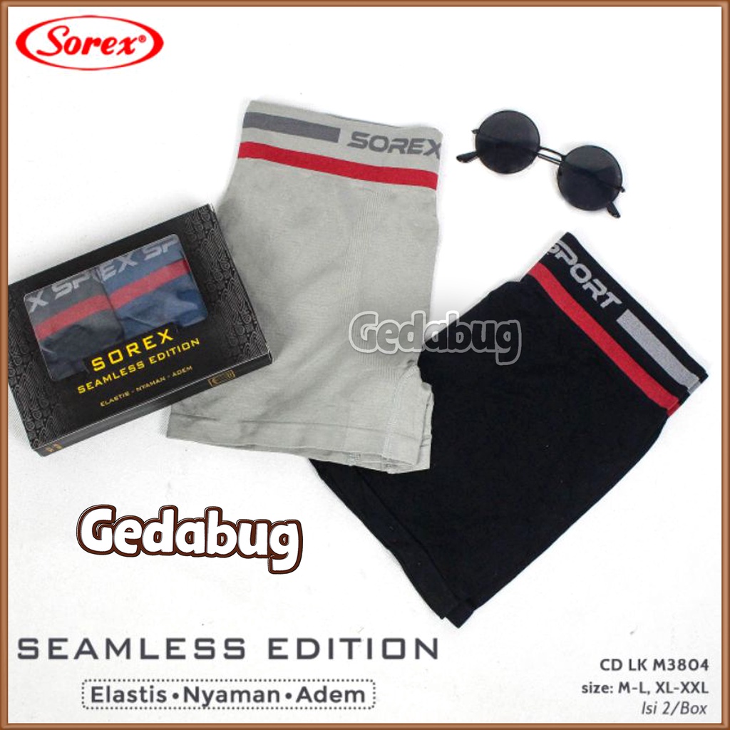 2 Pcs - CD Boxer Sorex M3804 / M 3804 | Celana dalam Pria dewasa Seamles Edition | Gedabug