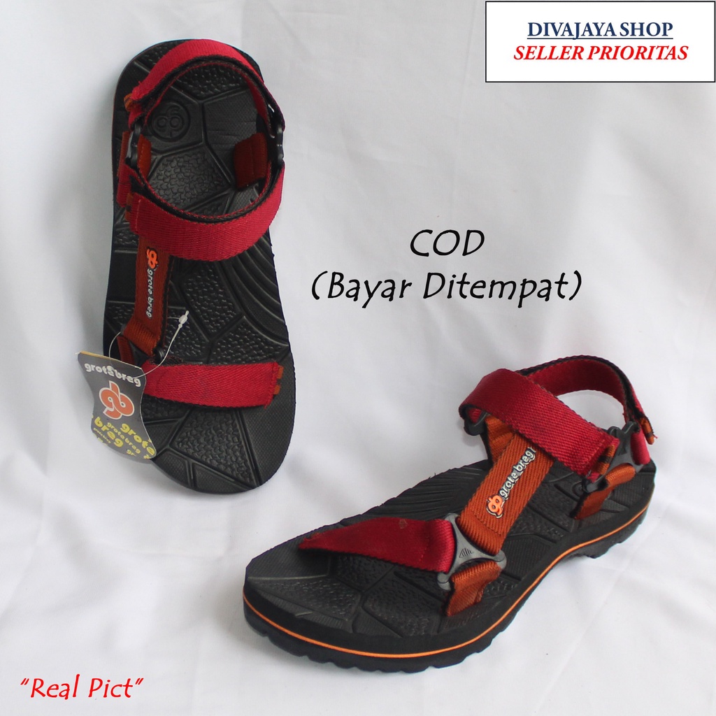 Sandal Gunung Grote Breg Original Fashion Pria Dan Wanita Model Terbaru - Marun Bata