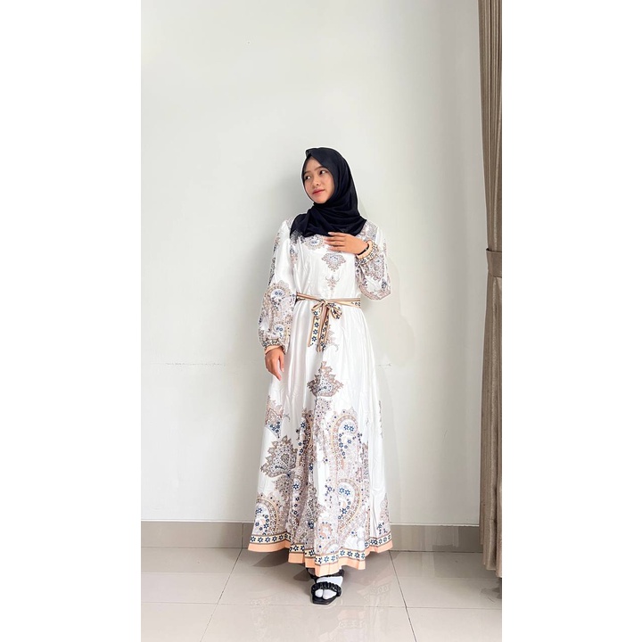 Hybree Bela Dress Motif- Busana Muslim Gamis Wanita- Dress Lebaran Motif