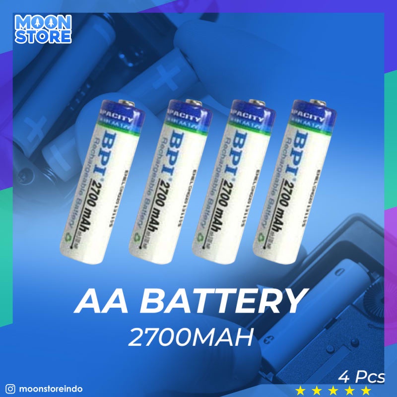 Enelong Bpi Ni Mh Aa Battery 2700mah With Button Top 4 Pcs White