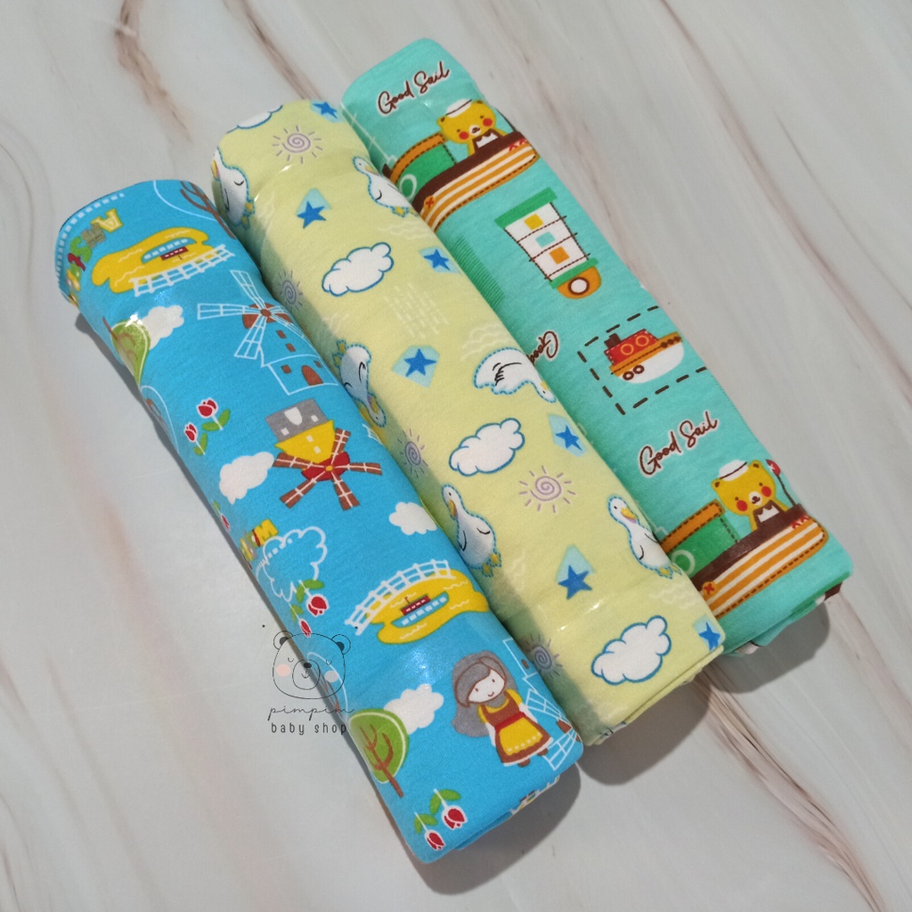 3 Pcs Bedong Bayi Jumbo Bahan Kaos SNI Pernel Bayi Bahan Kaos Baby Swaddle