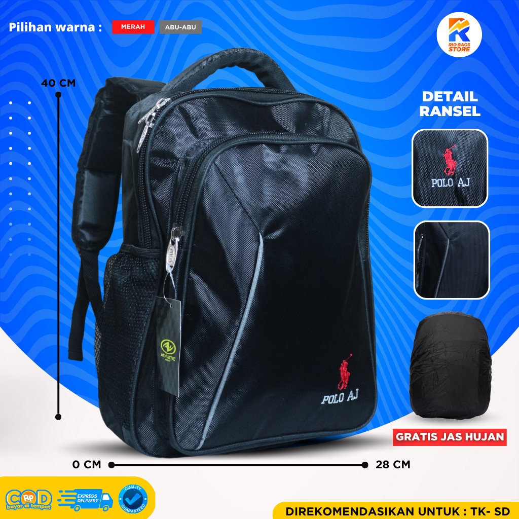 Tas Ransel Polo AJ / Tas Ransel Polo Sekolah TK-SD / Tas Polo Anak Unisex