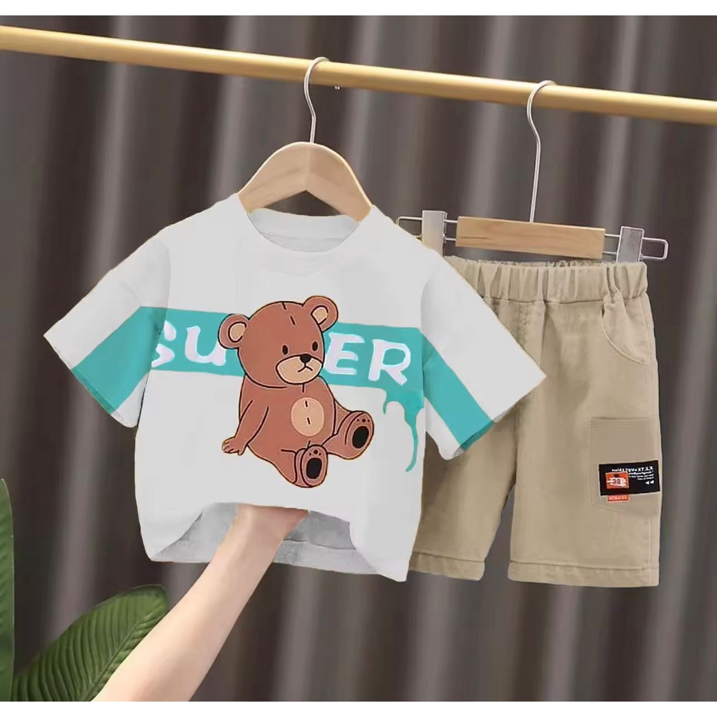 PROMO-SETELAN ANAK BAJU ANAK 1-5 TAHUN MOTIF SUPER BEAR SETELAN ANAK LAKI LAKI PAKAIAN ANAK LAKI LAKI