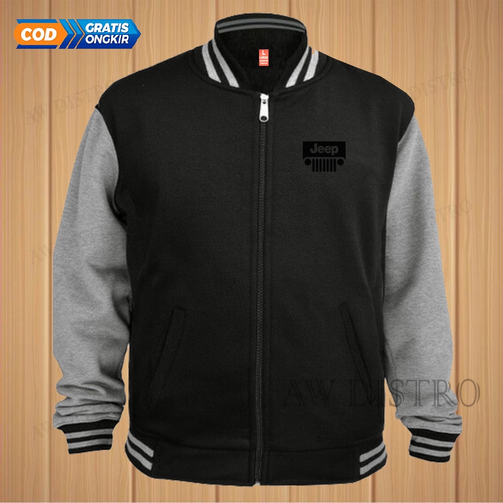 COD Jaket Baseball Varsity Distro Jeep Text Hitam Premium Quality