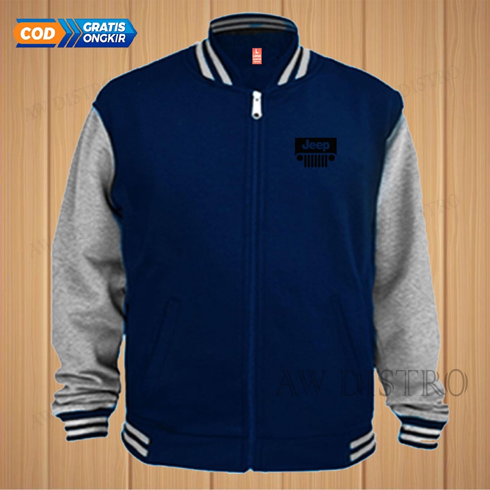 COD Jaket Baseball Varsity Distro Jeep Text Hitam Premium Quality