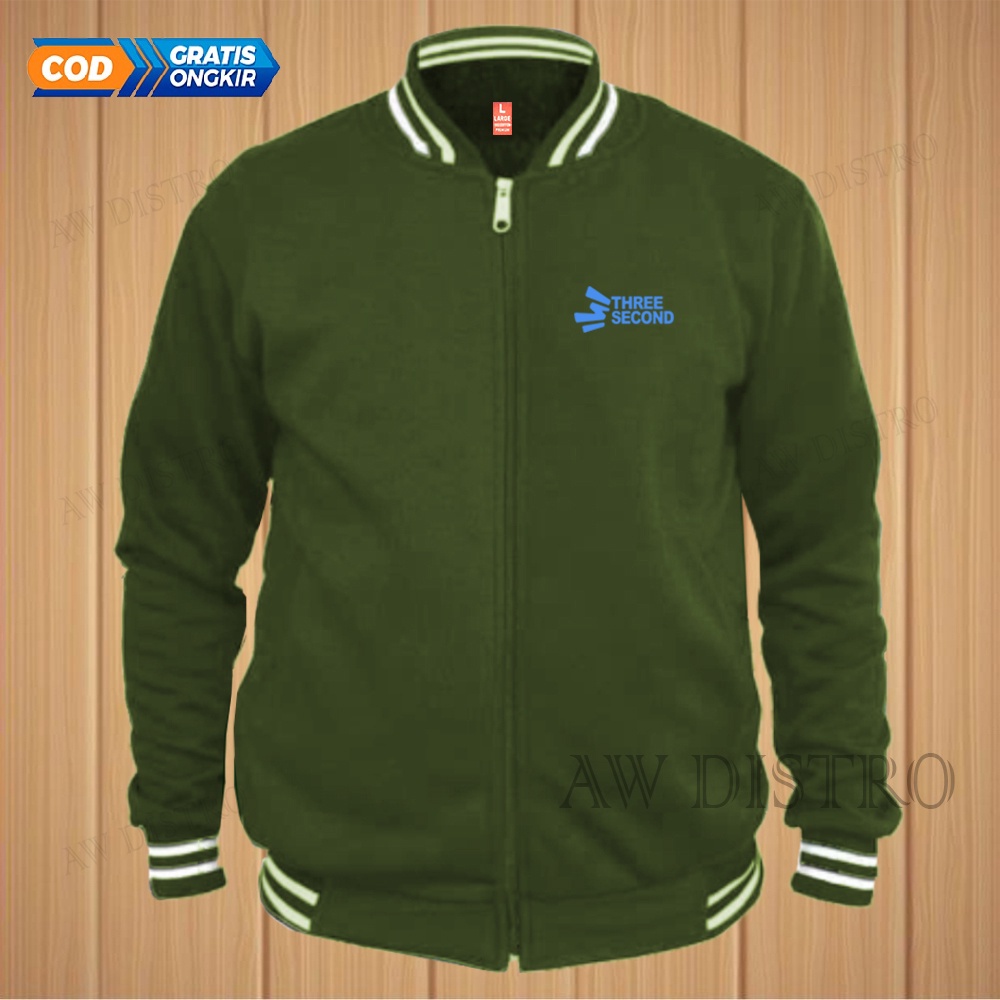 COD Jaket Baseball Varsity Distro Three Se Text Sky Blue Premium Quality