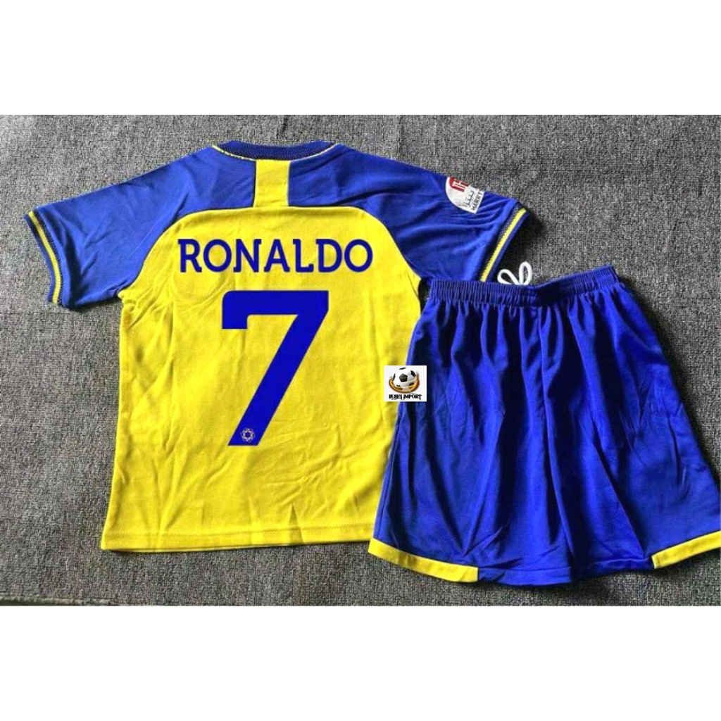 Jersey Baju Bola Anak Al Nassr Home Kids 2022 2023 Fullset Satu Set Grade Ori