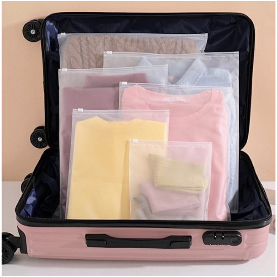 【GOGOMART】Travel Ziplock Zipper Pouch Organizer /  Tas Ziplock  Pouch Make Up / Tas Organizer Bag Kosmetik Anti Air - POLOS