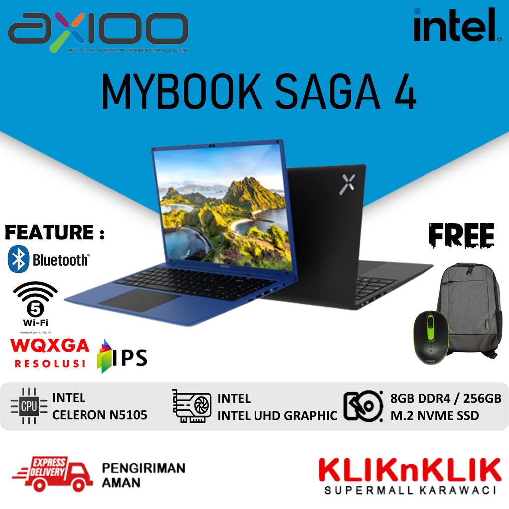 LAPTOP MURAH BARU AXIOO MYBOOK SAGA 4 INTEL N5105 8GB 256GB SSD 16 INCH IPS WIN 11