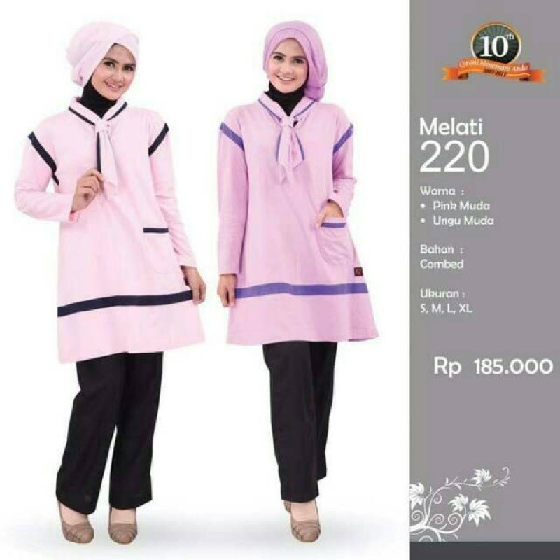 [BARU] Atasan Qirani Melati QD 220 Pink Muda mix Hitam S