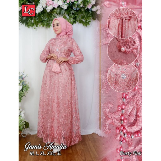 Dress Pesta Mewah / Gamis Amelia Kombinasi Payet Mutiara Terbaru / Gamis Kondangan / Gamis Tile / Gamis Pesta / Gamis Mutiara / Gamis / Gamis modern / Gamis Wisuda