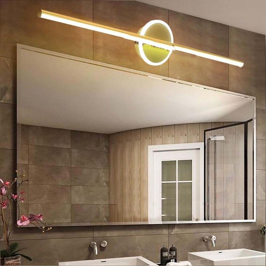 Lampu dinding kaca cermin rias wastafel lukisan MODERN MINIMALIS GOLD 3 COLOUR LED sinar cahaya puti