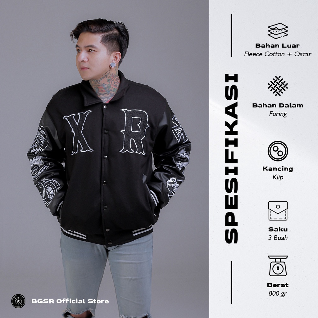 Jaket Varsity Hitam Pria Touring Sunmori Motor Windbreaker Tebal Adem