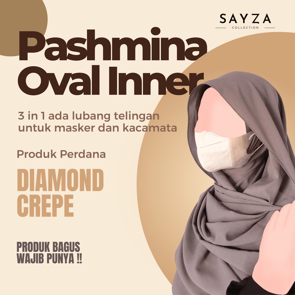 Pashmina Inner 3in1 Oval Diamond Crepe | SAYZA