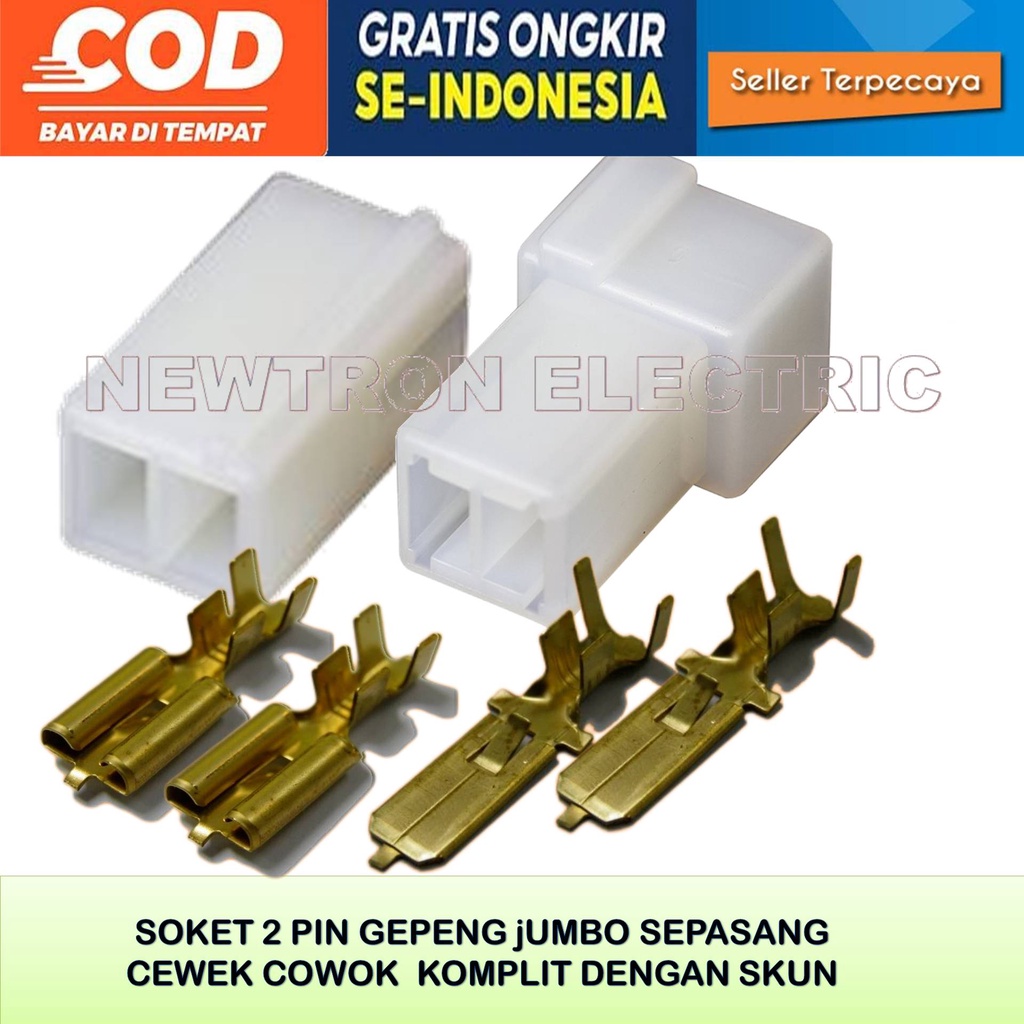 SOKET 2 PIN JUMBO PLUS SKUN - Soket Kabel 2 Pin Jumbo Fusibling Sepasang Cewe Cowo Male Female