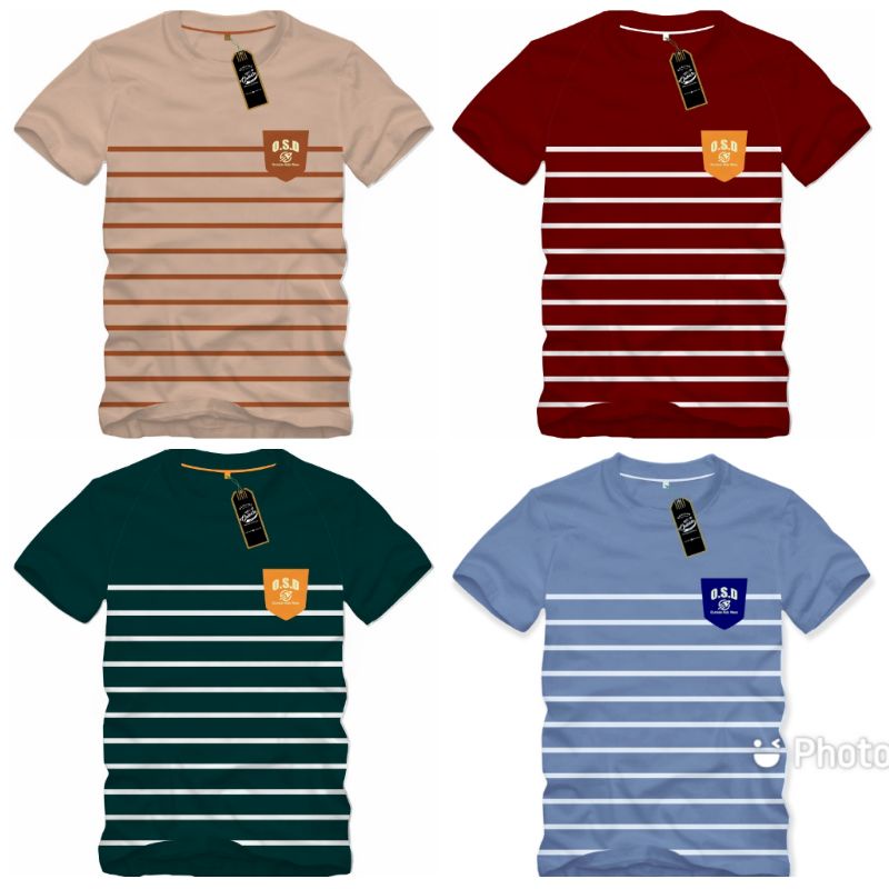 Baju Kaos Anak Laki-Laki Garis Kantong Usia 1-12 Tahun