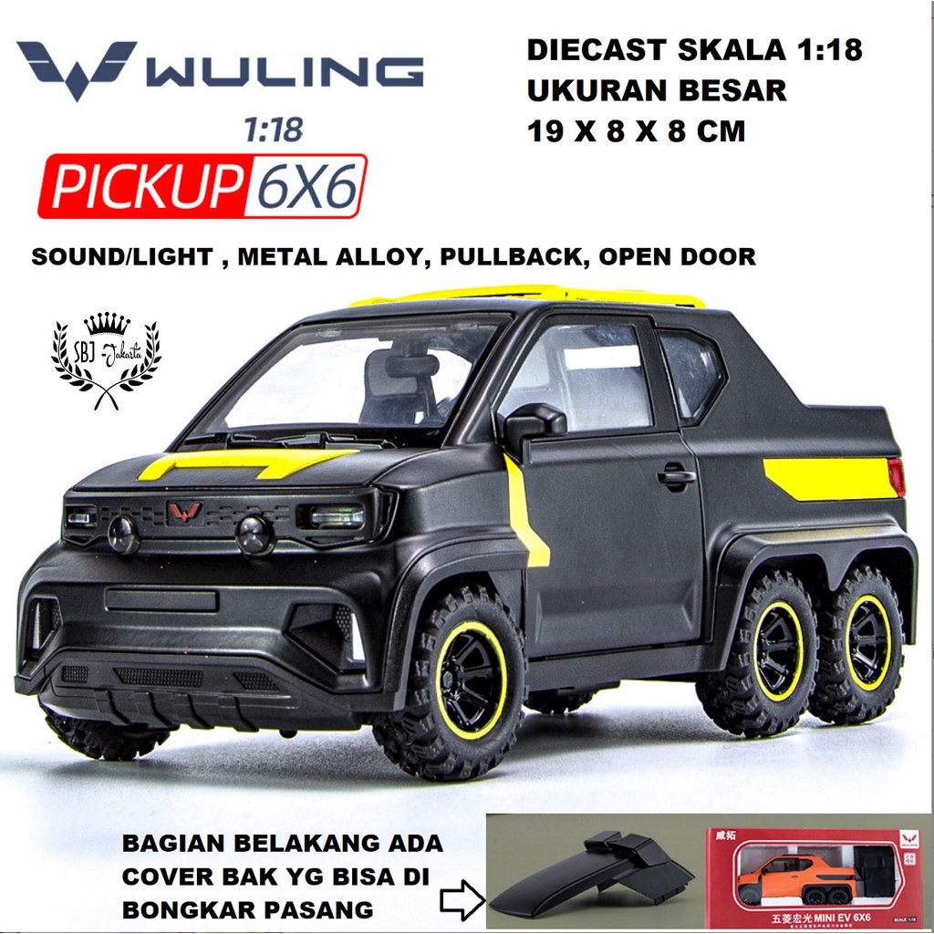 Diecast mobil WULING PICKUP 6X6 SKALA 1:18 UKURAN BESAR Metal series