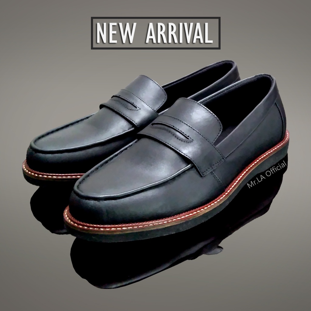 Sepatu Loafers Pria Kulit Asli Warna Hitam Sepatu Pria Cowok Semi Formal Terbaru Size 39-43