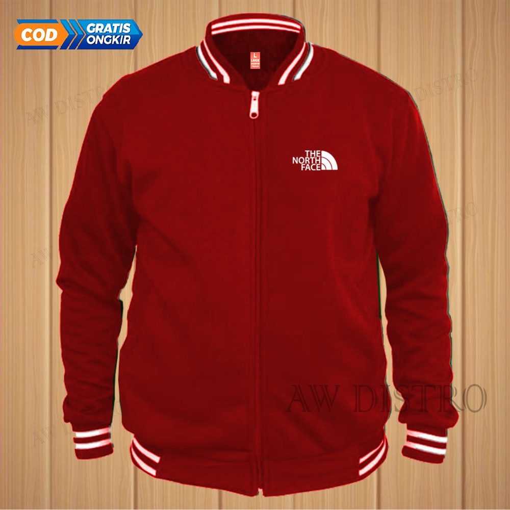 COD Jaket Baseball Varsity Distro TNF Text Putih Premium Quality