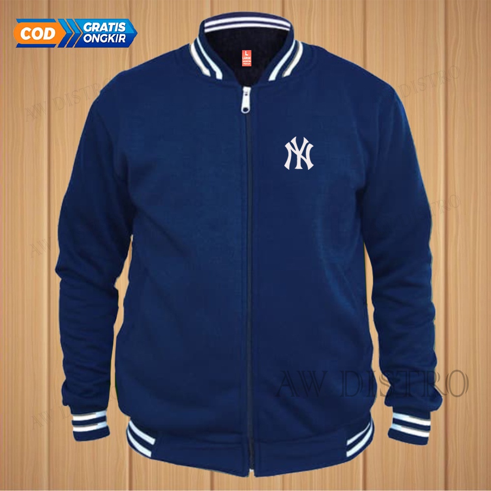 COD Jaket Baseball Varsity Distro NY Text Putih Premium Quality