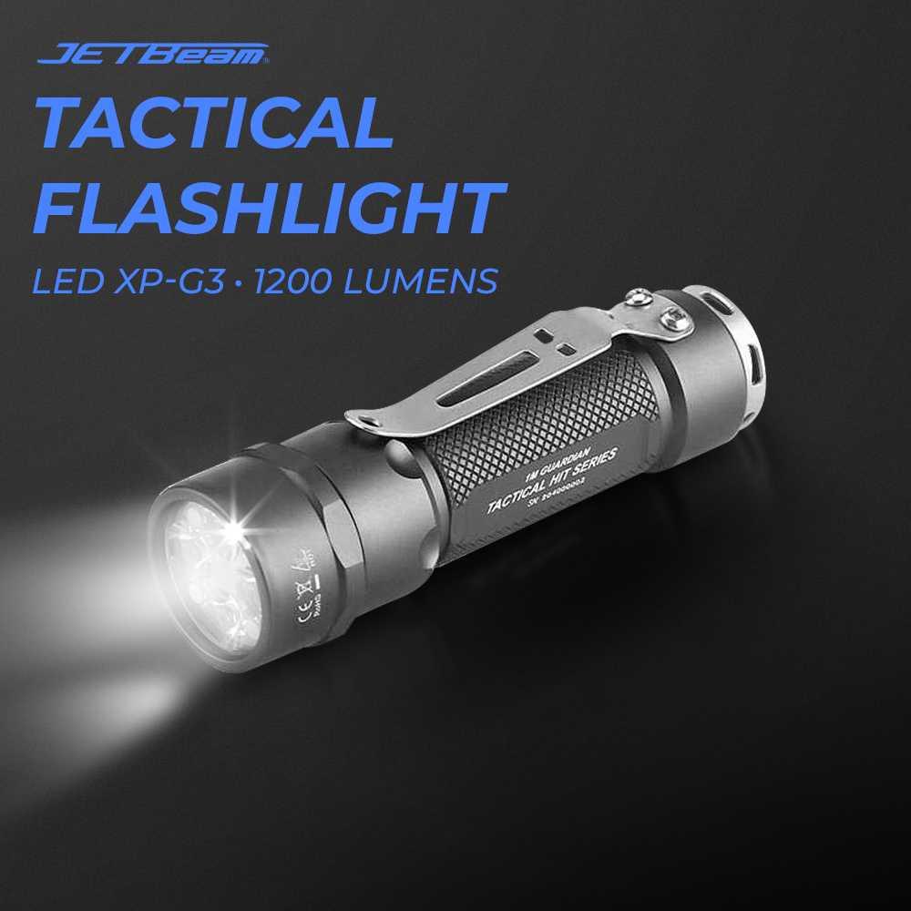 JETBeam Flashlight Senter Tactical LED XP-G3 1200 Lumens - 1M Guardian - Black