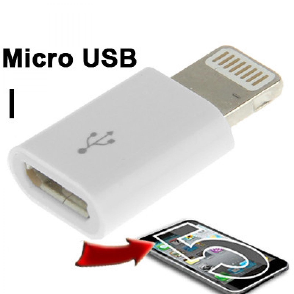 Micro USB Female to Lightning 8 Pin Adapter - White