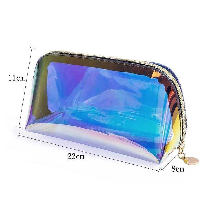 Tas Make Up Cosmetic Bag Semicircle Laser Transparent - ET1 - Multi-Color